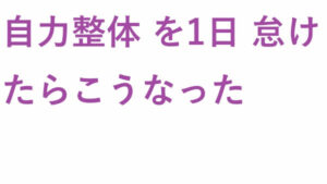 自力整体 を1日 怠け たらこうなった