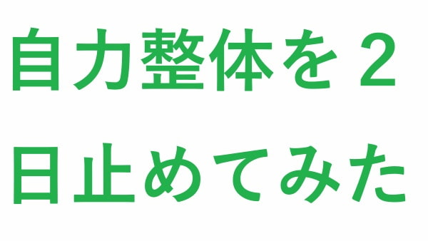 自力整体 を２日止めてみた